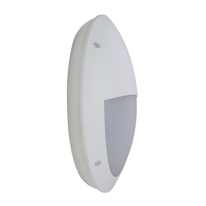LED Outdoor Wall Ceiling Light 12 Watt Oval White Bulkhead IP66 6000K Sensor 