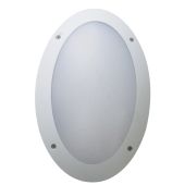 LED Outdoor Wall / Ceiling Light 12 Watt Oval White Bulkhead IP66 6000K
