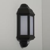 LED 7W Black Outdoor Half Wall Lantern Integrated LED PIR 4000K
