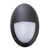 LED Outdoor Wall Light 12 Watt Oval Black Eyelid Bulkhead IP66 6000K